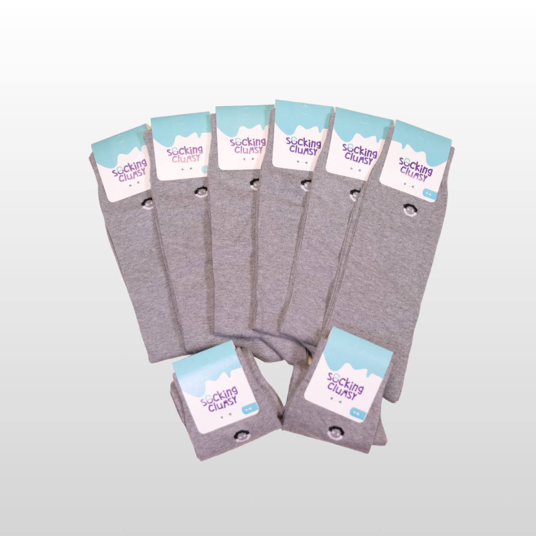 Grey Long Socks (36-40), Bundle of 8 (6+2 FREE)