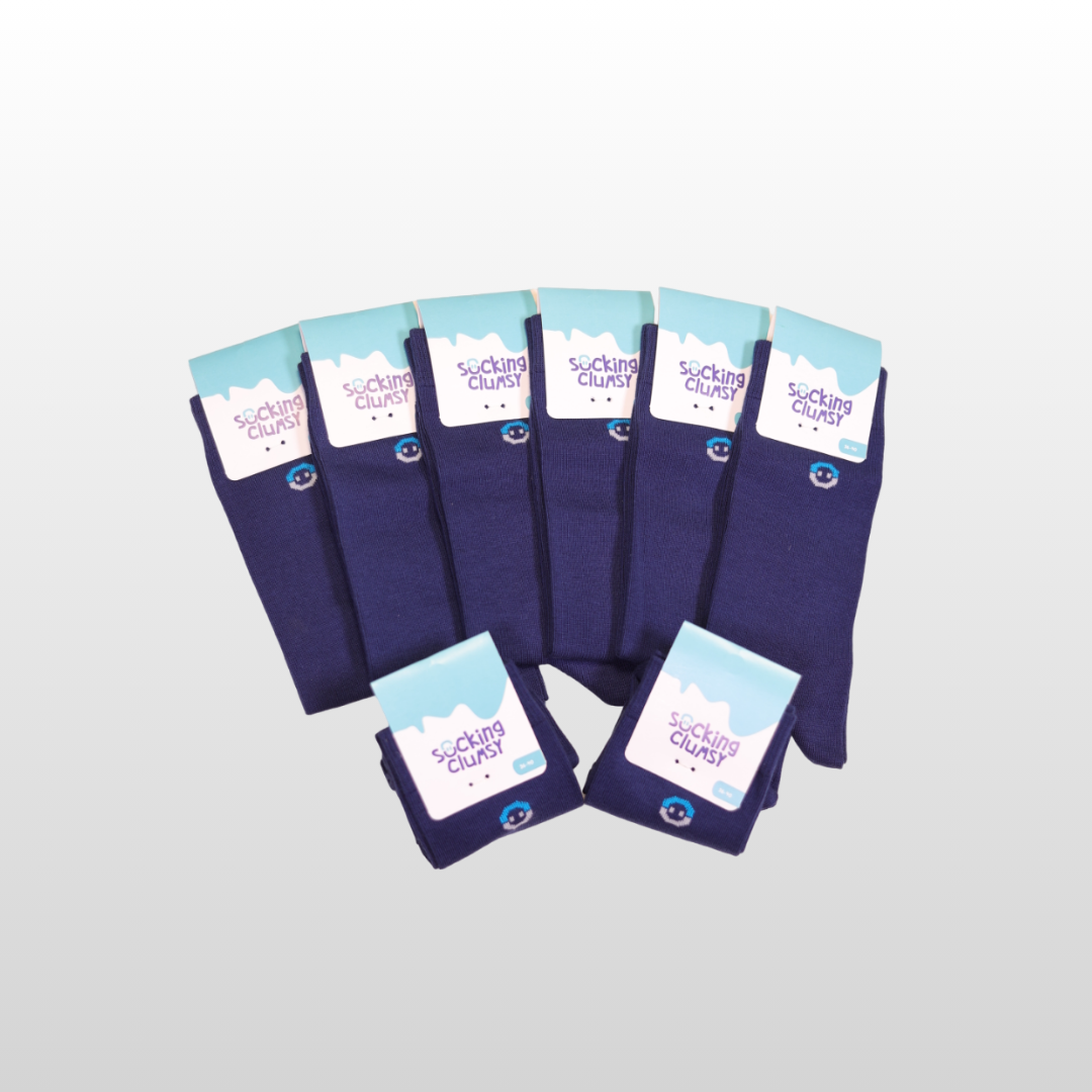 Navy Long Socks (41-46), Bundle of 8 (6+2 FREE)